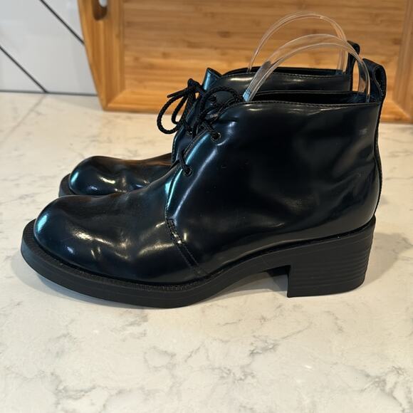 Vintage Esprit black lace up booties 90s grunge school girl minimalist size 5.5 - Picture 2 of 9